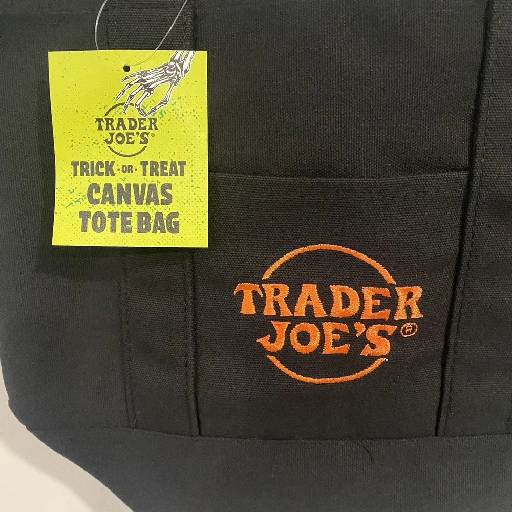 Trader Joe's Halloween Mini Tote Bag Black New NWT